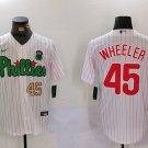 Men's PHI #45 Zack Wheeler White Green Cool Base Stitched Jerseys