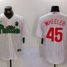 Men's PHI #45 Zack Wheeler White Green Cool Base Stitched Jersey
