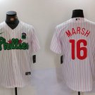 Men's PHI #16 Brandon Marsh White Green Cool Base Stitched Jersey