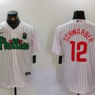 Men's PHI #12 Kyle Schwarber White Green Cool Base Stitched Jersey