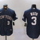Men's New York Yankees #3 Babe Ruth Navy Pinstripe Fashion Cool Base Jerseys