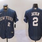 Men's New York Yankees #2 Derek Jeter Navy Pinstripe Fashion Cool Base Jerseys