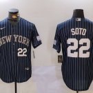 Men's New York Yankees #22 Juan Soto Navy Pinstripe Fashion Cool Base Jerseys