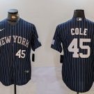 Men's New York Yankees #45 Gerrit Cole Navy Pinstripe Fashion Cool Base Jerseys