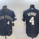 Men's New York Yankees #4 Lou Gehrig Navy Pinstripe Fashion Cool Base Jersey