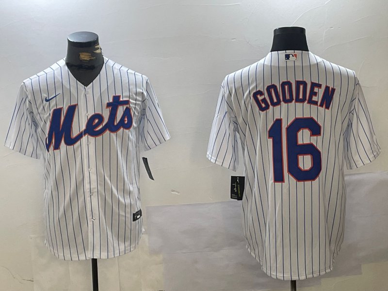 Men's NYM#16 Dwight Gooden White Cool Base Stitched Jersey