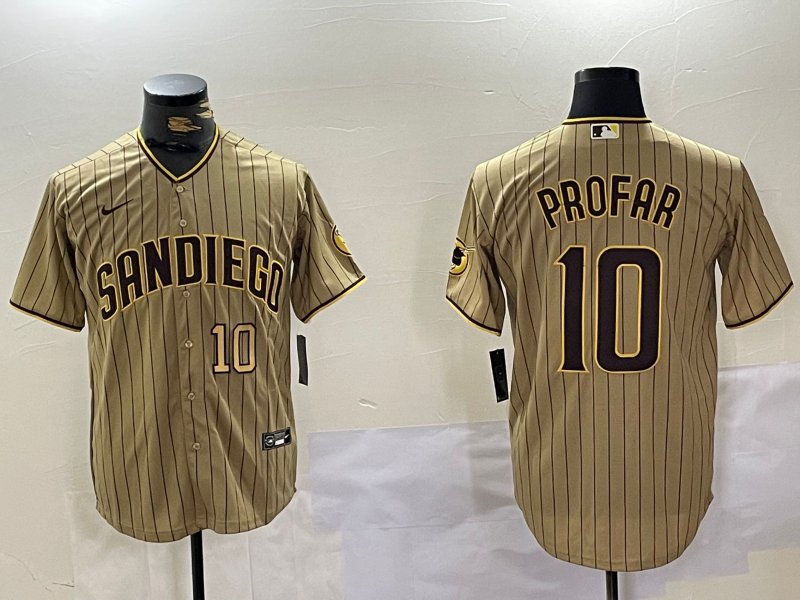 Men's SDP #10 Jurickson Profar Khaki Team Logo Cool Base Jerseys