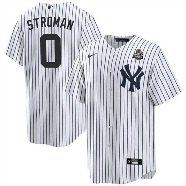 Men's New York Yankees #0 Marcus Stroman White 2024 World Series Jerseys