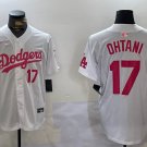 Men's LAD #17 Shohei Ohtani Number White Pink Limited Cool Jersey