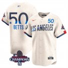Men's LAD #50 Mookie Betts Cream 2024 World Series Jersey
