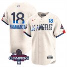 Men's LAD #18 Yoshinobu Yamamoto Cream 2024 World Series Jersey