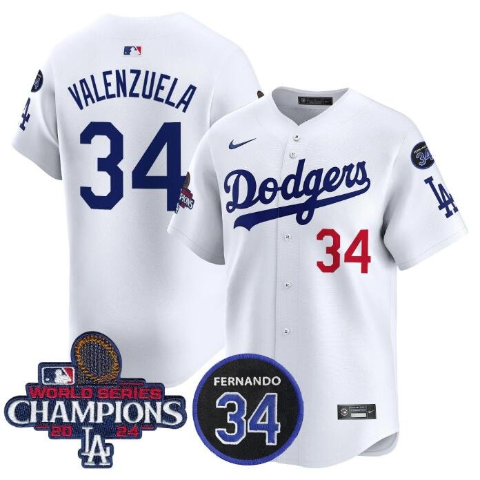 Men's Los Angeles Dodgers 34 Toro Valenzuela White 2024 World Series Jersey