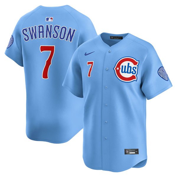 Mens CHC #7 Dansby Swanson Nike Blues Alternate Limited Jersey