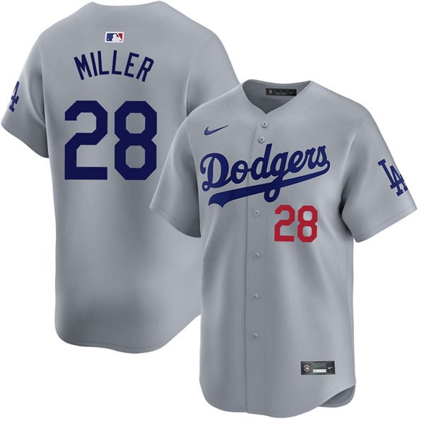 Mens LAD #28 Bobby Miller Nike Grey Road Limited Player Jersey