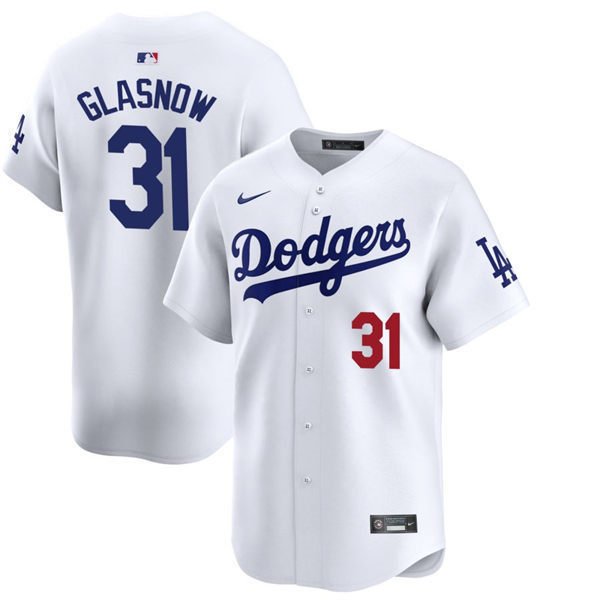 Mens Los Angeles Dodgers #31 Tyler Glasnow Nike Home White Limited Player Jersey