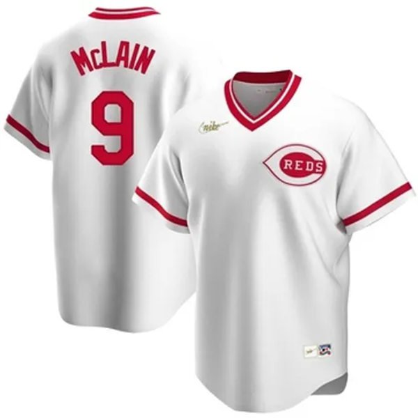 Mens CIN #9 Matt McLain Nike White Pullover Cooperstown Collection Jersey