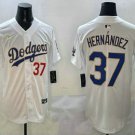 Men's Los Angeles Dodgers #37 Teoscar Hernandez Number White Gold Cool Jersey