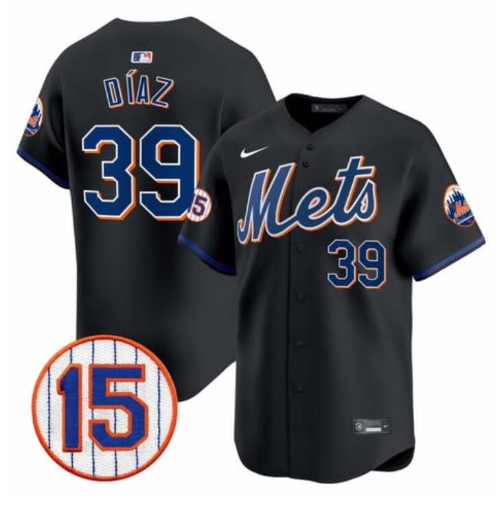 Men's New York Mets #39 Edwin Diaz Black Jerry Grote Patch Vapor Premier Limited Stitched Jersey
