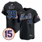 Men's New York Mets #39 Edwin Diaz Black Jerry Grote Patch Vapor Premier Limited Stitched Jersey
