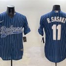 Men's Los Angeles Dodgers #11 Roki Sasaki Navy With Patch Cool Base Stitched Player Jersey