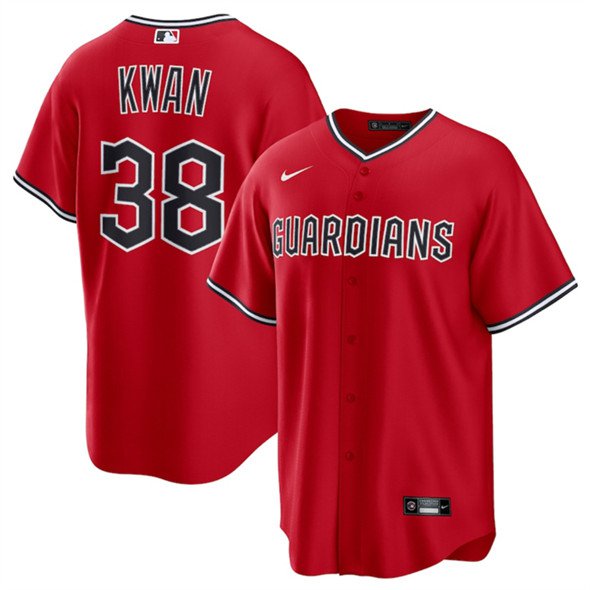 Men's CLE #38 Steven Kwan Red Cool Base Limited Stitched Player Jersey