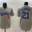Men's Santurce Crabbers #21 Roberto Clemente Gray Cool Base Stitched Player Jersey