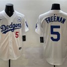Men's Los Angeles Dodgers #5 Freddie Freeman White 2024 World Series With No. 34 Patch Jersey