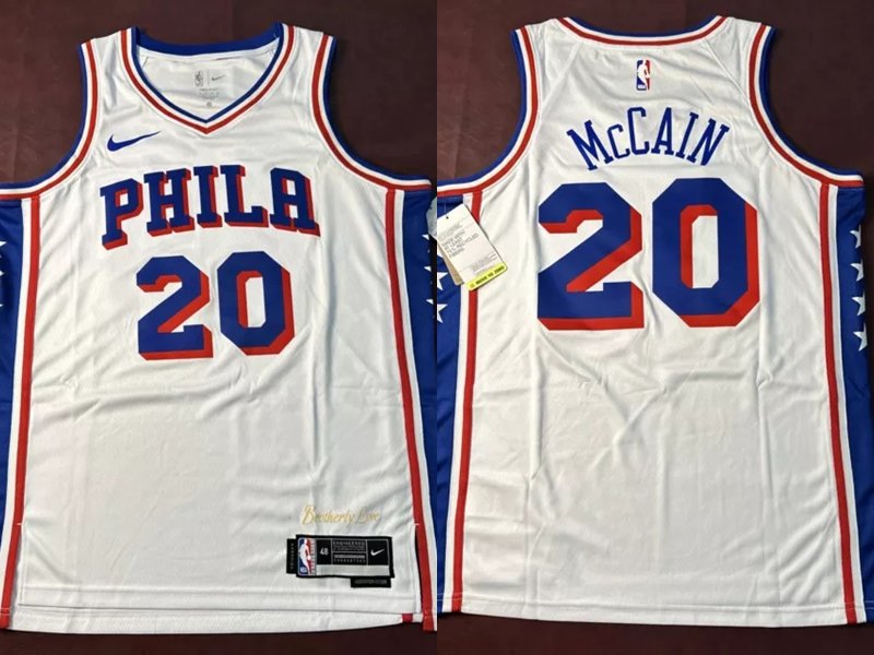 Men's & Boys 76ers #20 Jared McCain 2024 White Basketball Stitched Jersey