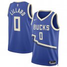 Men's Milwaukee Bucks #0 Damian Lillard Blue 2025 City Edition Swingman Stitched Jersey