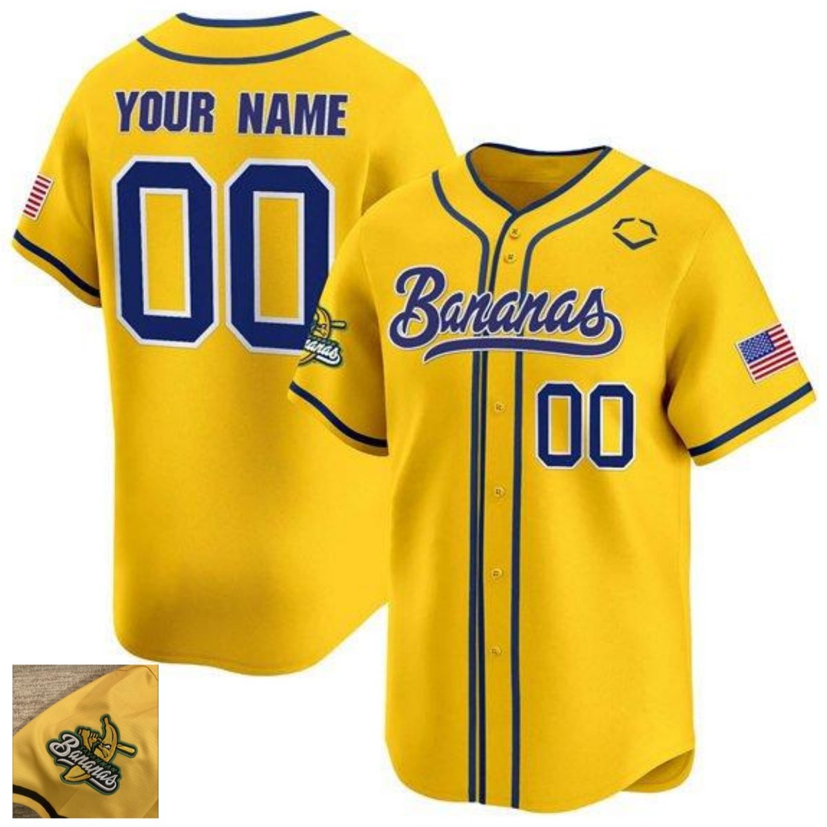 Unisex & Boys Savannah Bananas Active Player Custom Yellow Vapor Limited Stitched Player Jersey