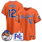 Men's NYM#12 Francisco Lindor Orange 2025 Spring Training Stitched Player Jersey