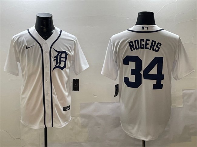 Men's DET #34 Jake Rogers White Cool Base Stitched Player Jersey
