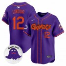 Men's New York Mets #12 Francisco Lindor Purple Grimace V2 Vapor Limited Stitched Jersey