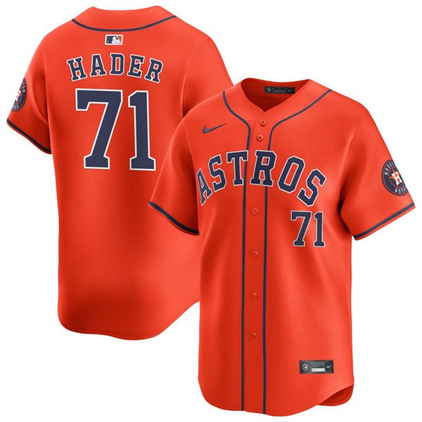 Mens HOU #71 Josh Hader Orange Alternate Limited Jersey