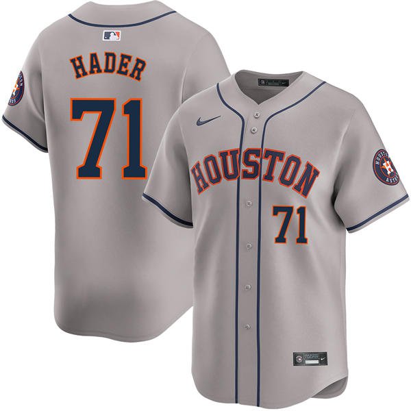 Mens HOU #71 Josh Hader Nike Gray Road Limited Jersey