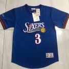 Men's 76ers #3 Allen Iverson MITCHELL & NESS Basketball Short Sleeve Blue Royal
