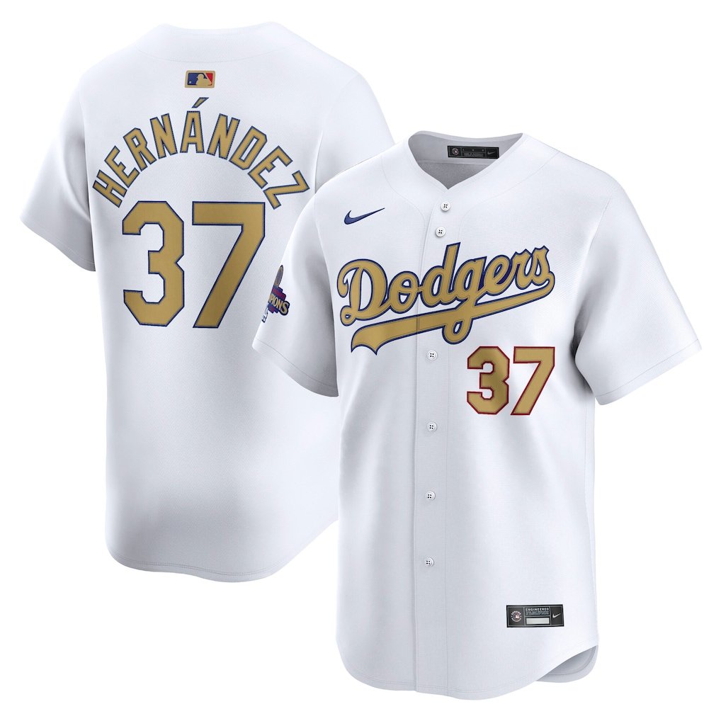 Los Angeles Dodgers #37 Teoscar Hern&Atilde;&iexcl;ndez Champion version Jersey White