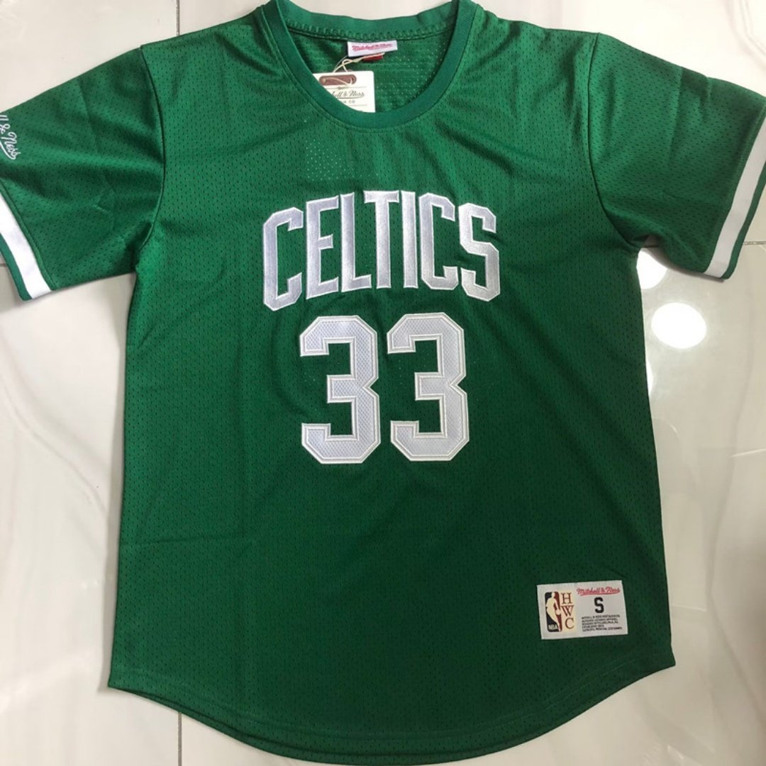 Men's Celtics #33 Larry Bird MITCHELL & NESS Basketball Short Sleeve Green