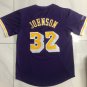 Men's Lakers #32 Magic Johnson Retro Basketball Stitched Short sleeve Purple