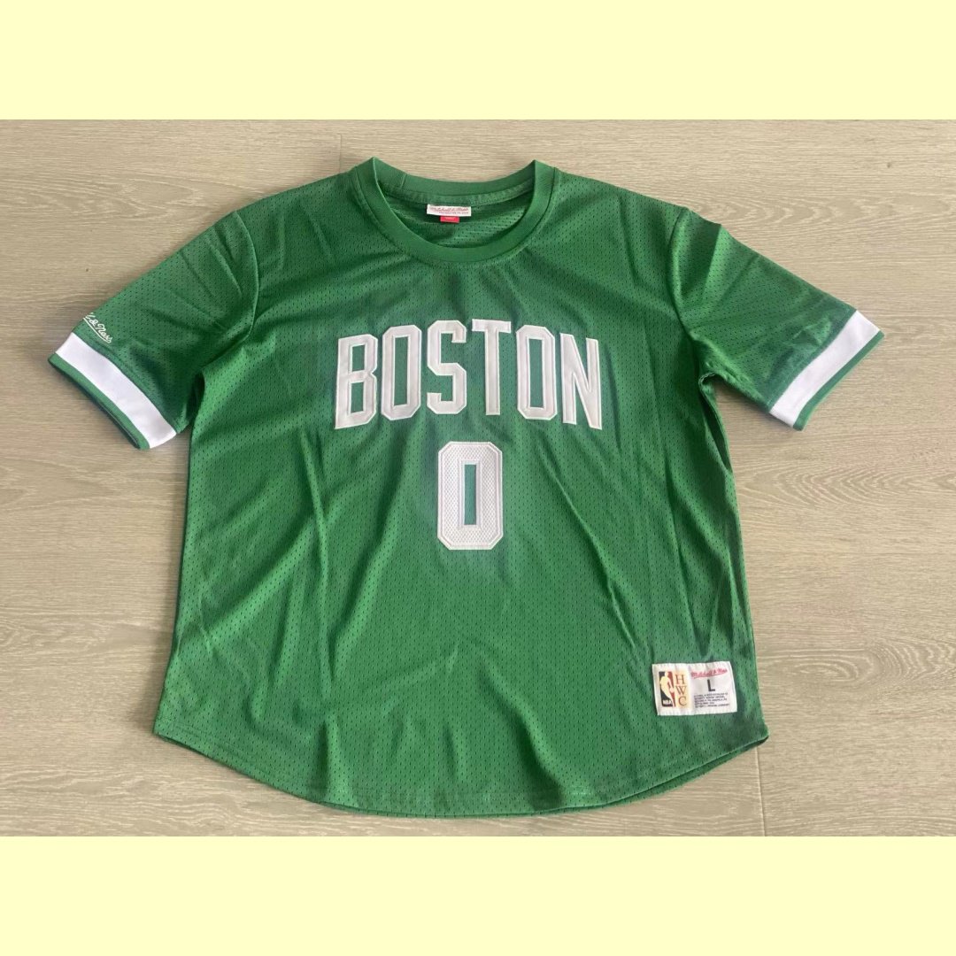Men's Celtics #0 Jayson Tatum MITCHELL & NESS Basketball Short Sleeve Green