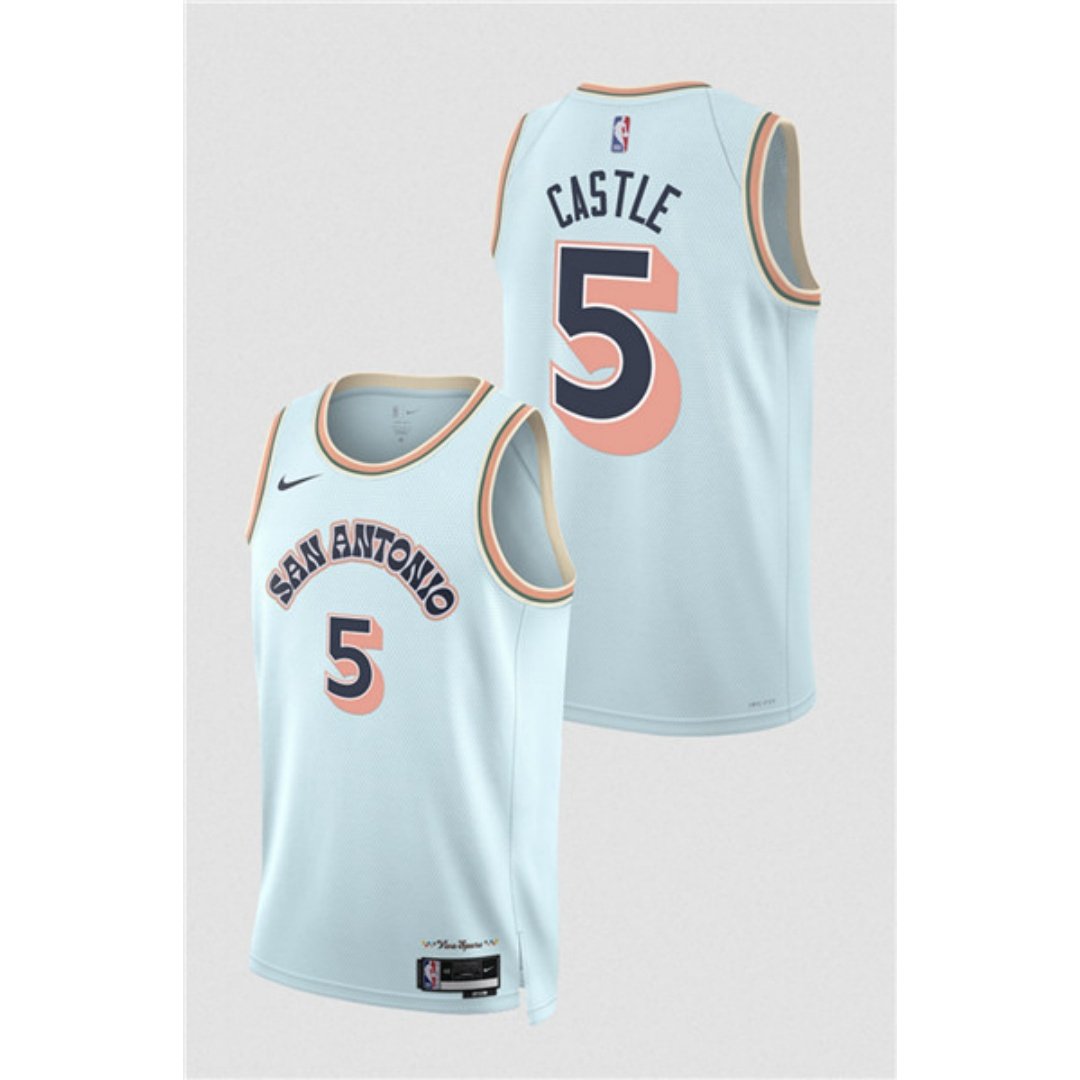 San Antonio Spurs #5 Stephon Castle White 2025 City Edition Stitched Jersey