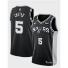 Men's San Antonio Spurs #5 Stephon Castle Black 2024 Draft Icon Edition Basketball Jersey