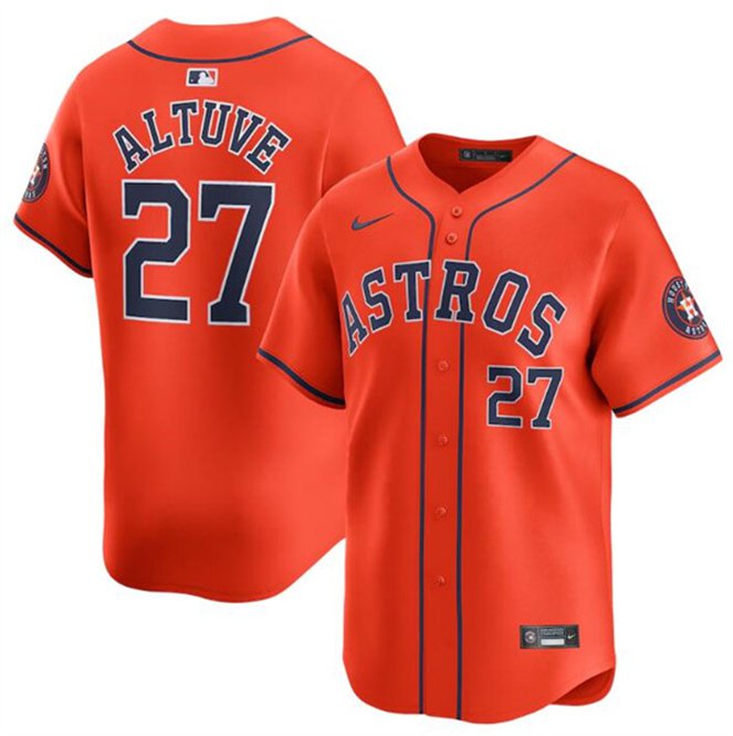 Any Size Astros #27 Jose Altuve 2024 Alternate Player Jersey Orange
