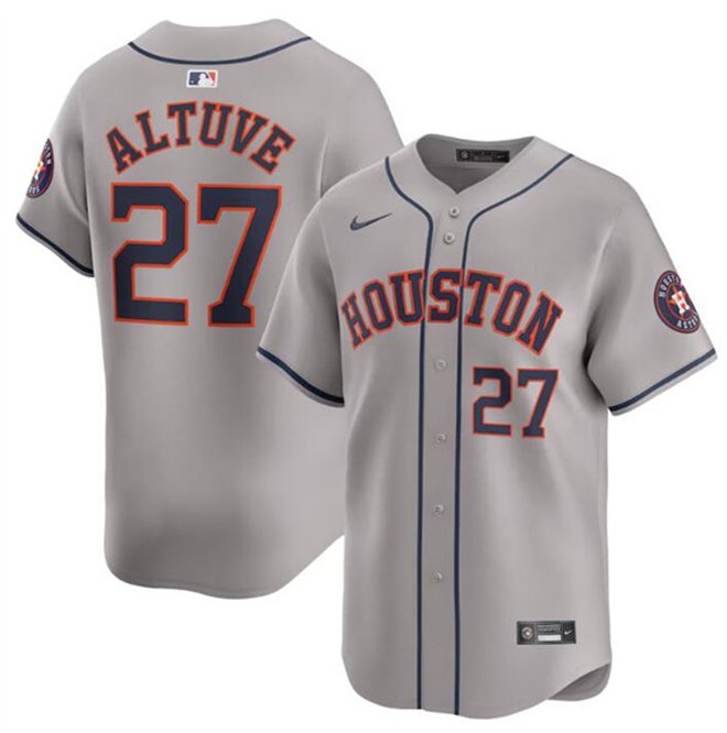Any Size Astros #27 Jose Altuve 2024 Away Player Jersey Gray