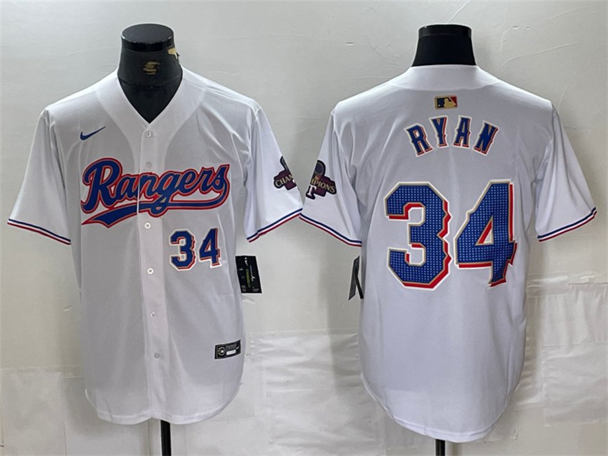 Men's TEX #34 Nolan Ryan Number White 2024 Gold Collection Limited Jersey