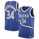 Men's Bucks #34 Antetokounmpo Blue 2025 City Edition Swingman Stitched Jersey