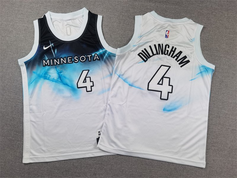 Mens Youth Minnesota Timberwolves #4 Rob Dillingham White 2025 City Edition Basketball Jersey