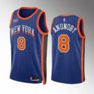 Men's New Yok Knicks #8 OG Anunoby Blue City Edition Stitched Basketball Jersey