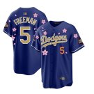 Dodgers #5 Freddie Freeman 2025 World Tour Tokyo Series Home Gold Collection Limited Jersey Blue