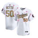 Dodgers #50 Mookie Betts World Tour Tokyo Series Home Gold Collection Limited Jersey White